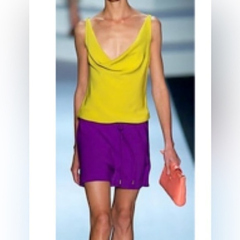 Diane von Furstenberg 100% Silk Romper Playsuit Jumpsuit Color Block Neon